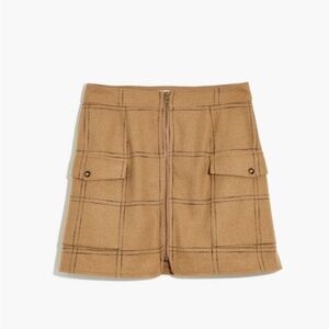 NWT Madewell Recycled Italian Wool-blend Zip-Front Mini Skirt, Size 12